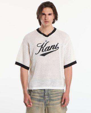 KARL KANI MAN CURSIVE VARSITY CROCHET BOXY WHITE KM262-021-2