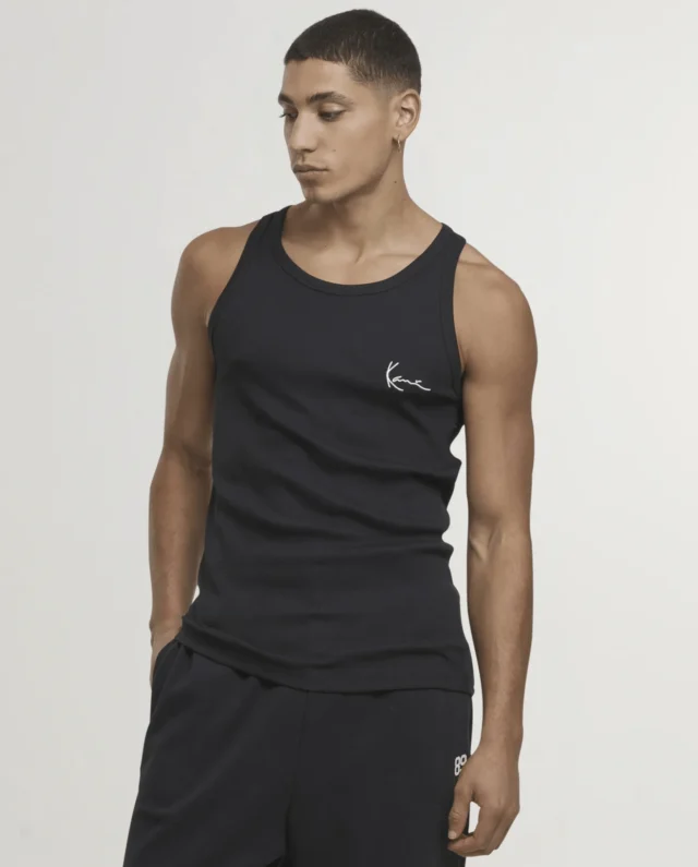 KARL KANI SIGNATURE RIB TANK TOP BLACK KM261-001-2