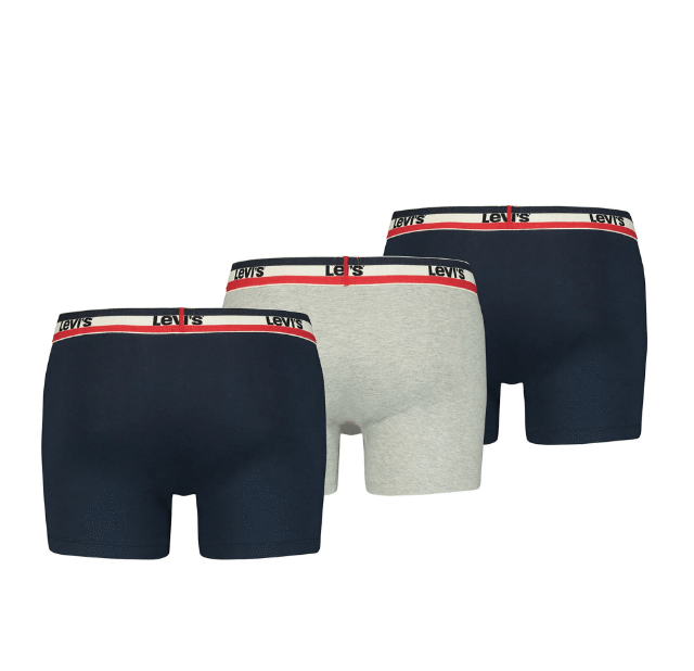 LEVI’S SPRTSWR LOGO BOXER BRIEF 3 PACK NAVY/GREY MELANGE 37149-0542 - LEVI'S