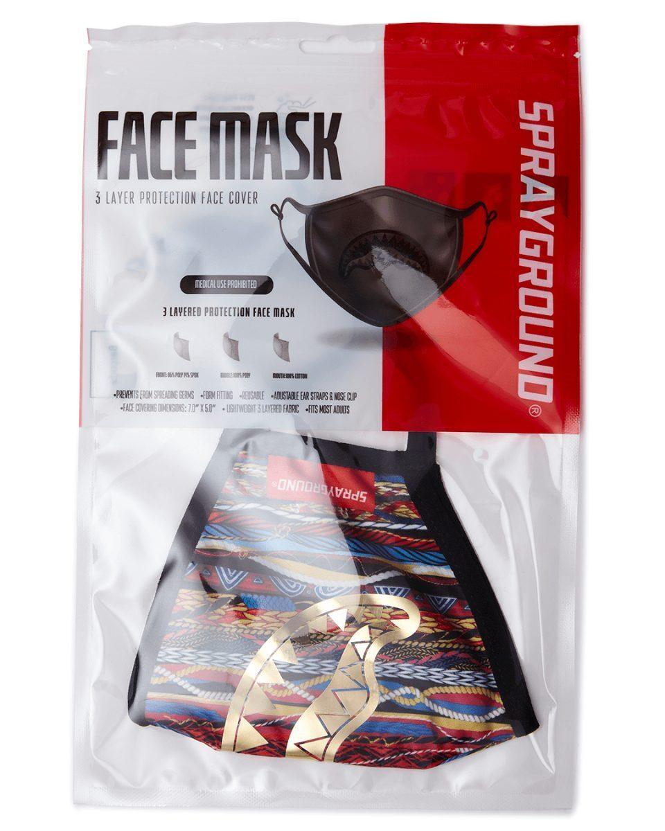 SPRAYGROUND 1994 GOLD METALLIC SHARK POLYESTER FACE MASK - Image 4