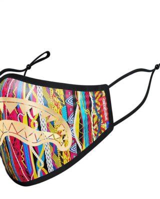 SPRAYGROUND 1994 GOLD METALLIC SHARK POLYESTER FACE MASK - SPRAYGROUND