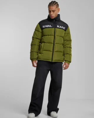 Karl Kani Retro Essential Puffer Jacket Olive Green KM-JK012-104-10 - KARL KANI