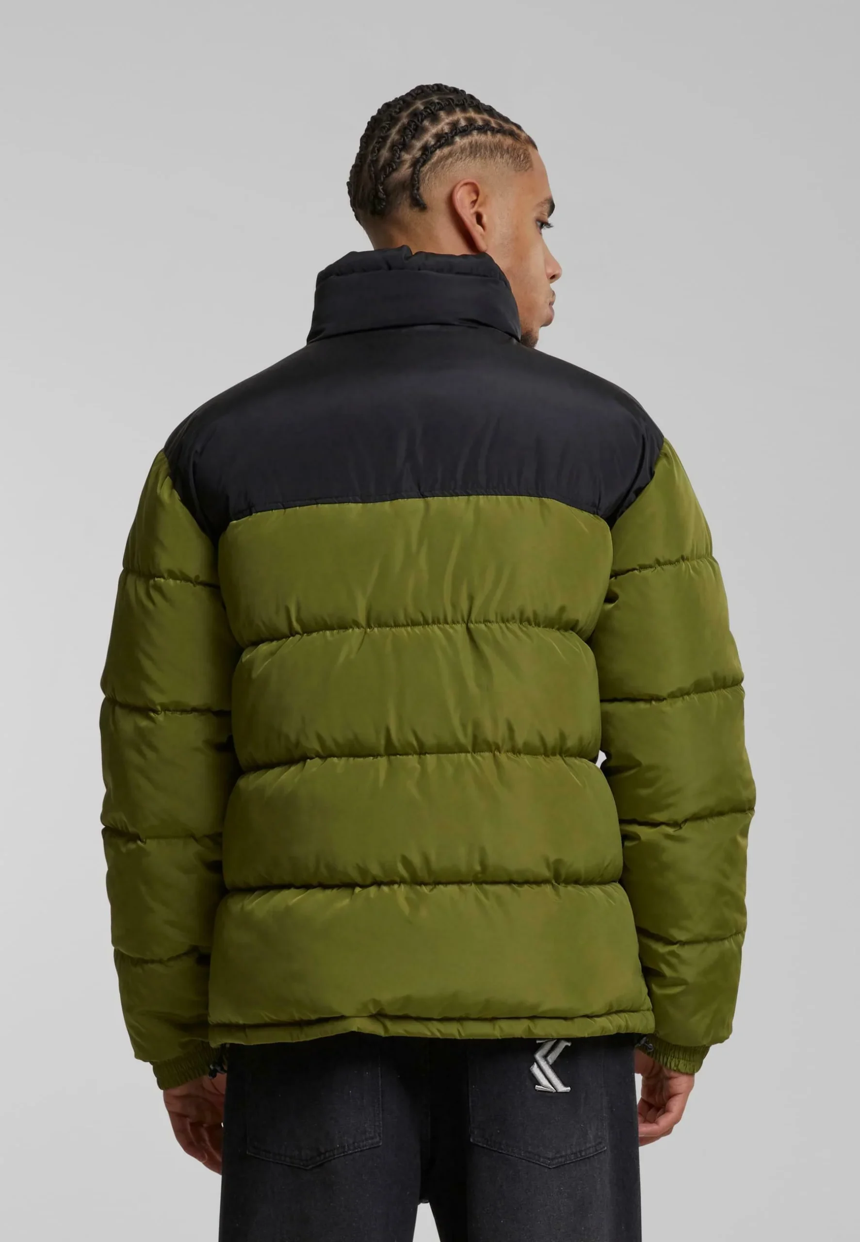 Karl Kani Retro Essential Puffer Jacket Olive Green KM-JK012-104-10 - Image 3