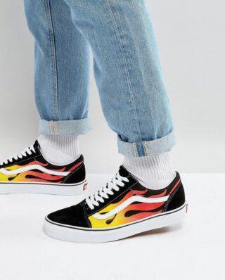 VANS UA OLD SKOOL (FLAME) VN0A38G1PHN1 BLACK/BLACK/TR WHT - VANS