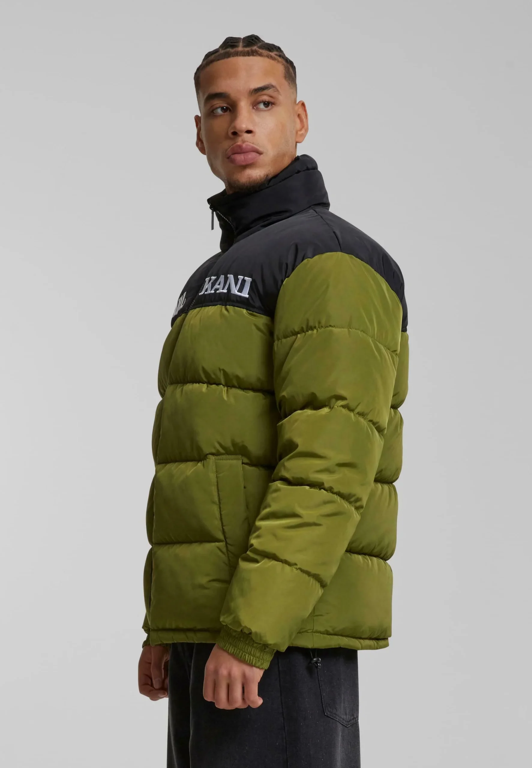 Karl Kani Retro Essential Puffer Jacket Olive Green KM-JK012-104-10 - Image 5