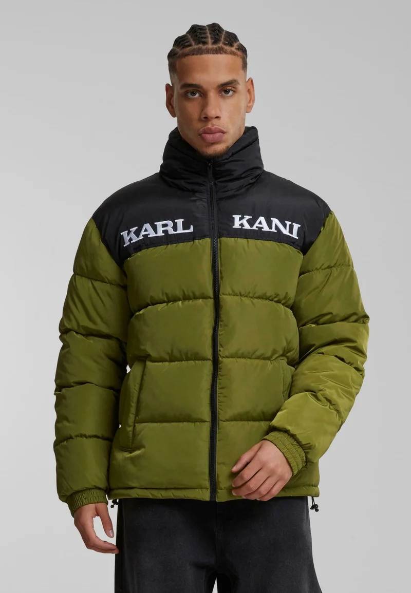 Karl Kani Retro Essential Puffer Jacket Olive Green KM-JK012-104-10 - Image 6