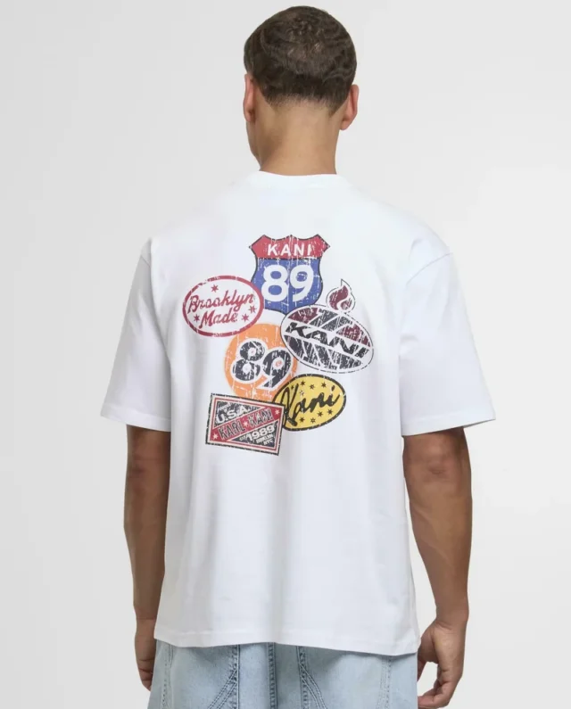 KARL KANI RETRO PATCH PRINT T-SHIRT WHITE KM253-001-2 - KARL KANI