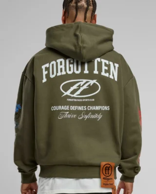FORGOTTEN FACES COURAGE DEFINES OVERSIZE ZIP HOODIE OLIVE FOF0161-00176 - FORGOTTEN FACES