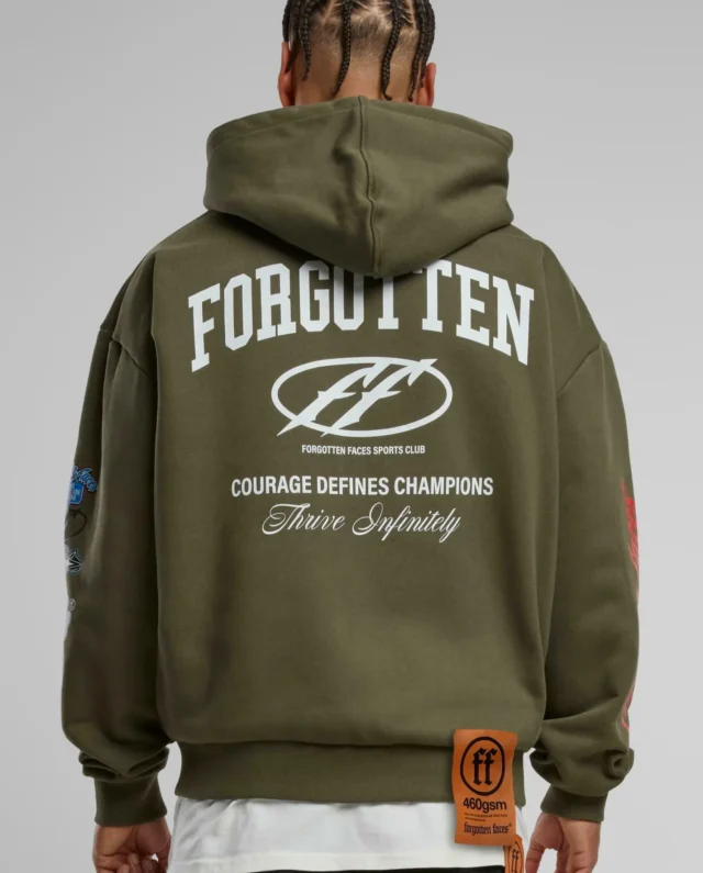 FORGOTTEN FACES COURAGE DEFINES OVERSIZE ZIP HOODIE OLIVE FOF0161-00176 - FORGOTTEN FACES