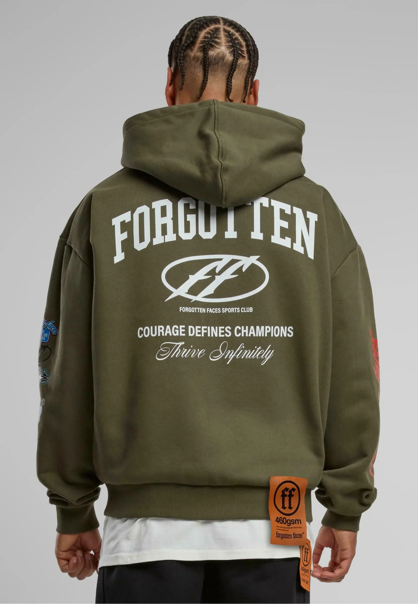 FORGOTTEN FACES COURAGE DEFINES OVERSIZE ZIP HOODIE OLIVE FOF0161-00176 - Image 2