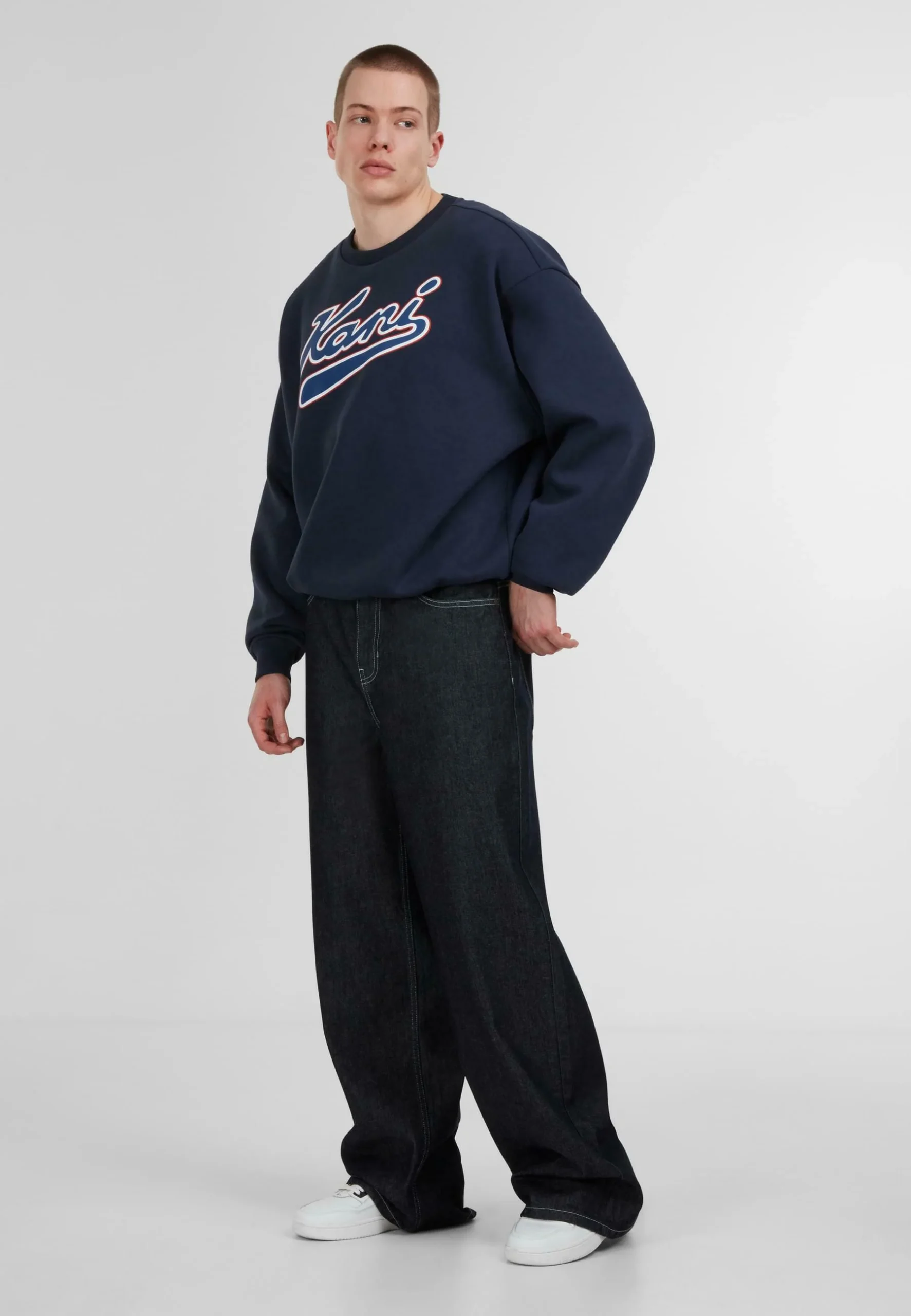 KARL KANI VARSITY PRINT OS CREWNECK BLUE KM253-005-1 - Image 5