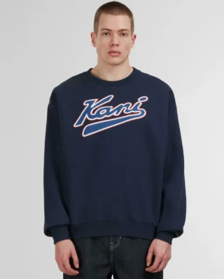 KARL KANI VARSITY PRINT OS CREWNECK BLUE KM253-005-1