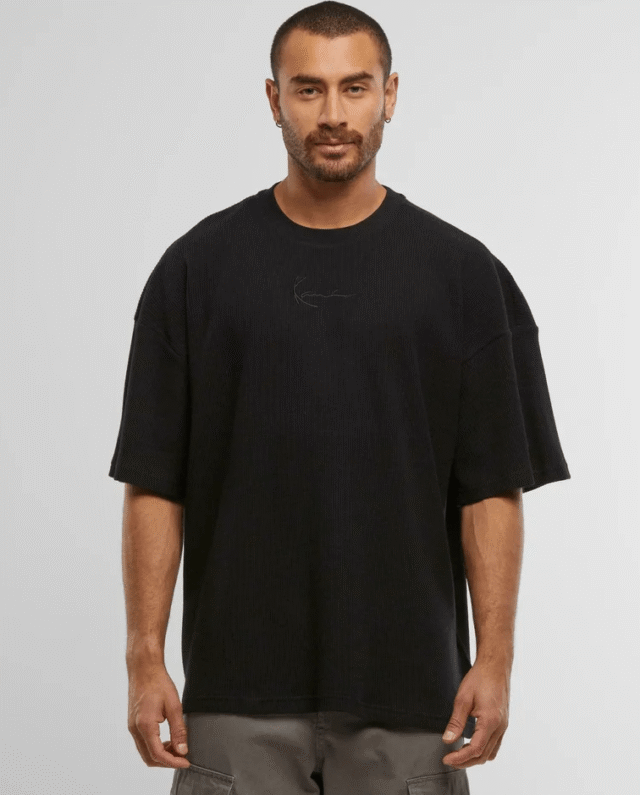 KARL KANI SIGNATURE WAFFLE T-SHIRT BLACK KM261-019-1