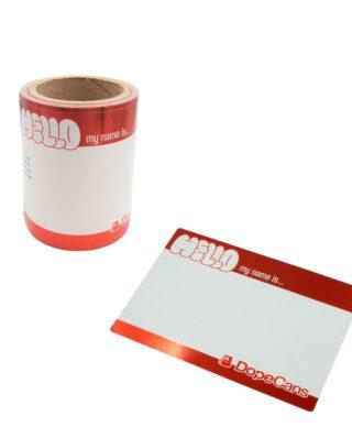 Dope Cans Sticker Hello My Name Is 100 pcs - Red Metallic 12 x 8 cm
