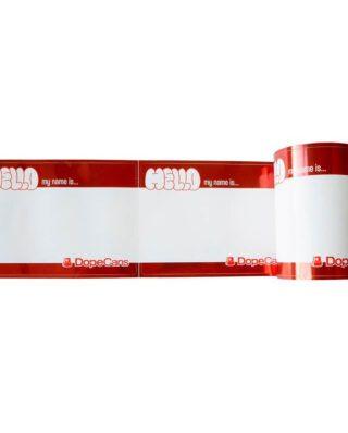 Dope Cans Sticker Hello My Name Is 100 pcs – Red Metallic 12 x 8 cm - Dope Cans
