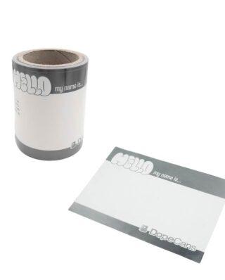 Dope Cans Sticker Hello My Name Is 100 pcs Silver Metallic 12 x 8 cm
