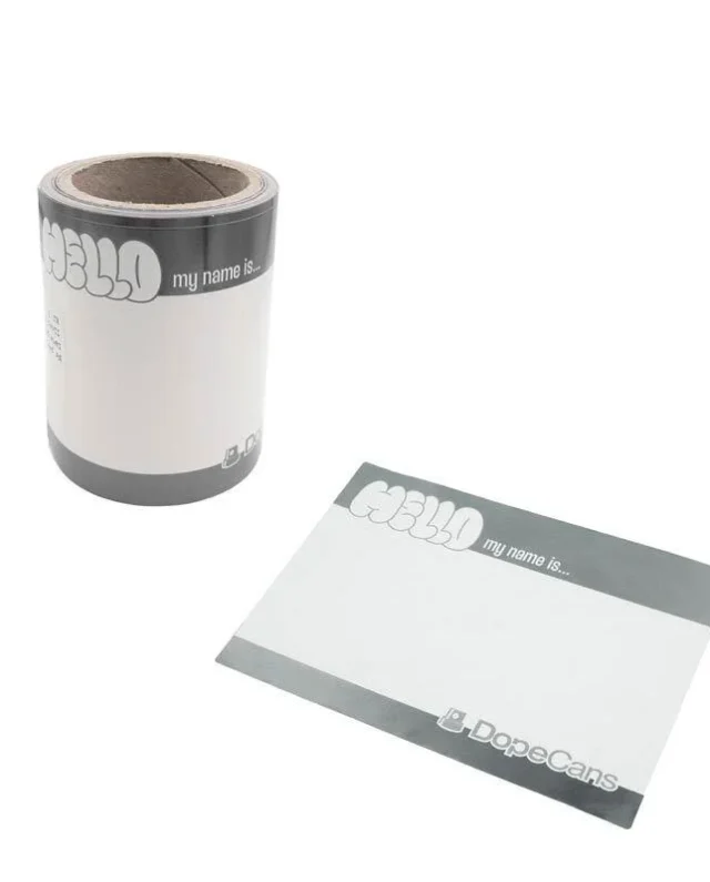Dope Cans Sticker Hello My Name Is 100 pcs Silver Metallic 12 x 8 cm - Dope Cans