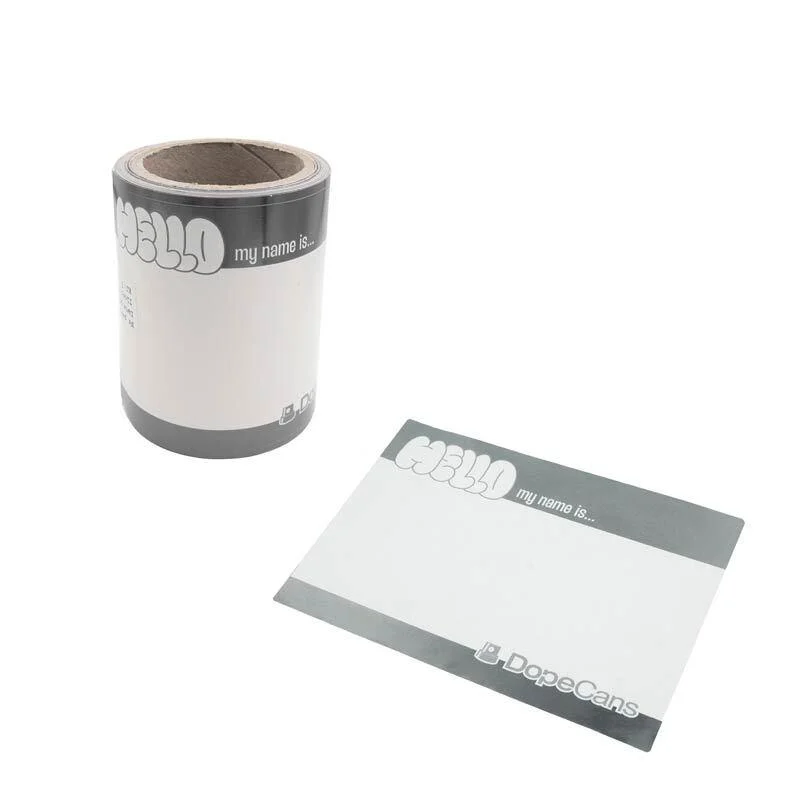 Dope Cans Sticker Hello My Name Is 100 pcs Silver Metallic 12 x 8 cm - Dope Cans