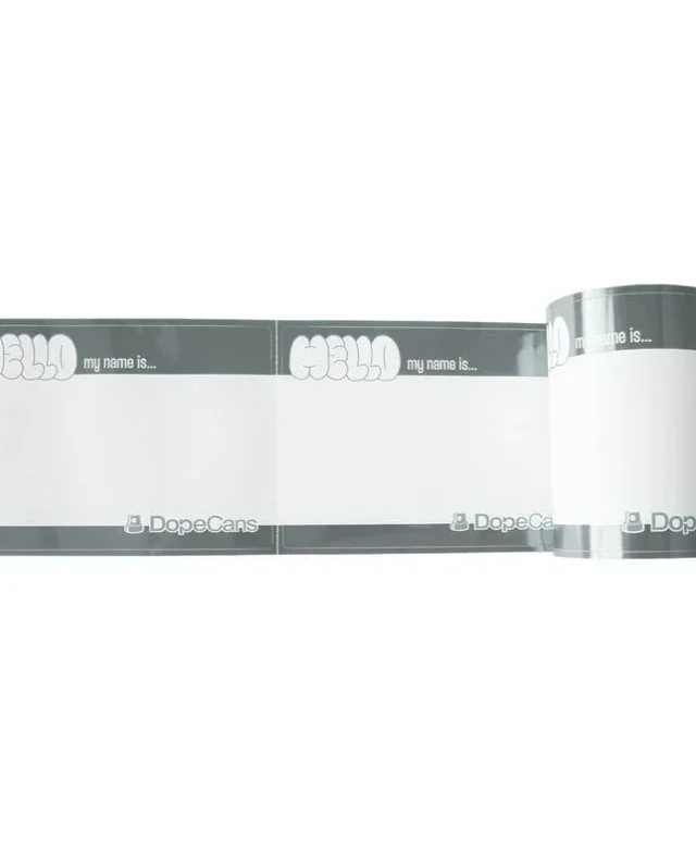 Dope Cans Sticker Hello My Name Is 50 pcs Silver Metallic 12 x 8 cm - Dope Cans