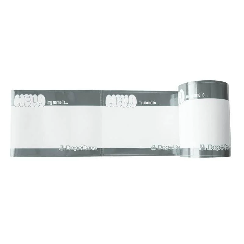 Dope Cans Sticker Hello My Name Is 50 pcs Silver Metallic 12 x 8 cm - Image 2
