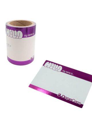 Dope Cans Sticker Hello My Name Is 100 pcs - Violet Metallic 12 x 8 cm