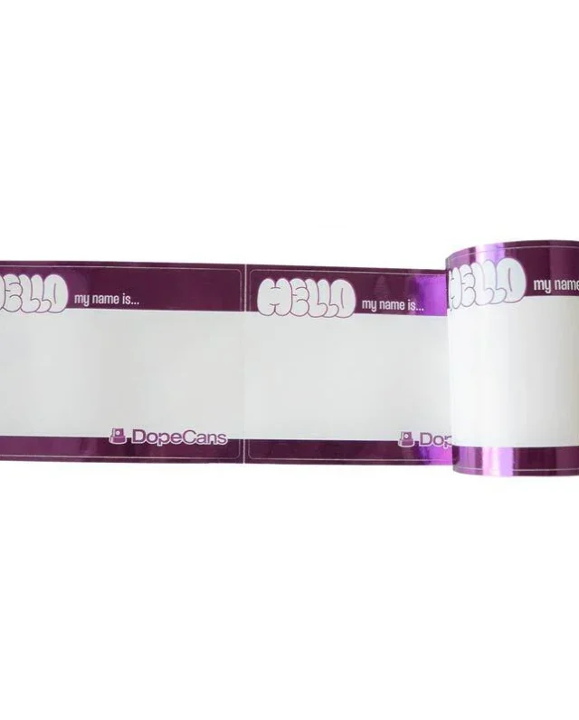 Dope Cans Sticker Hello My Name Is 100 pcs – Violet Metallic 12 x 8 cm - Dope Cans