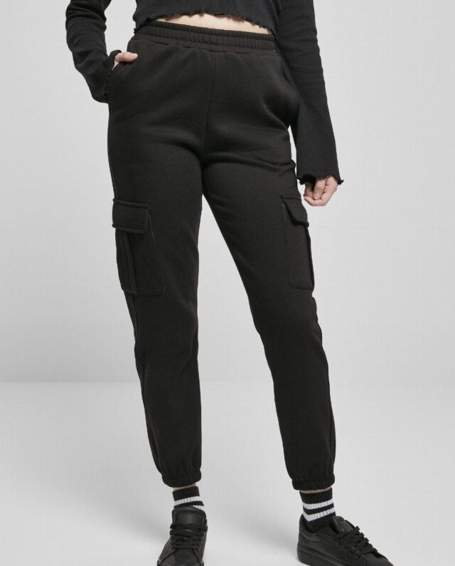 Urban Classics Ladies High Waist Cargo Sweat Pants Black TB4563 - UrbanClassics