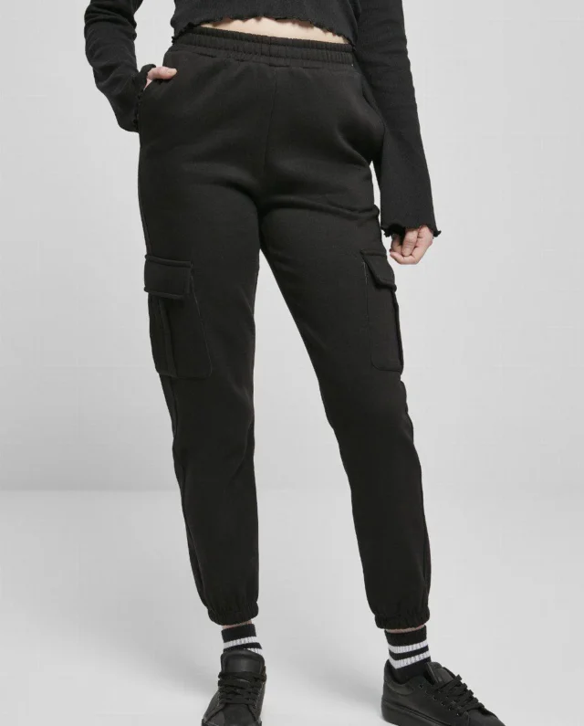 Urban Classics Ladies High Waist Cargo Sweat Pants Black TB4563 - UrbanClassics