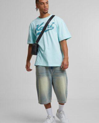 KARL KANI VARSITY PALM PRINT T-SHIRT TURQUOISE KM252-005-2 - KARL KANI