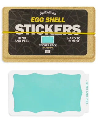 Egg Shell Stickers Teal Wavy Border 80 pcs 10 × 6 cm