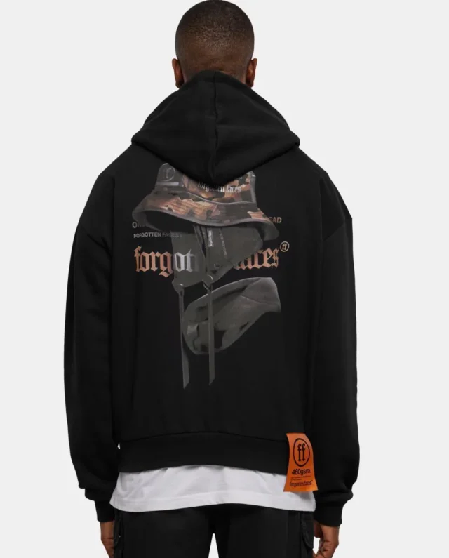 Forgotten Faces Ghost Ultra Heavy Cotton Box Oversized Hoodie Black FOF0081-00007 - FORGOTTEN FACES