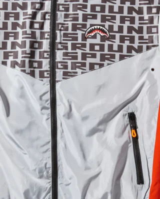 Sprayground Sg Print Block Zip Front Hoodie W/ Pop Contrast Silver SG8634SV - SPRAYGROUND