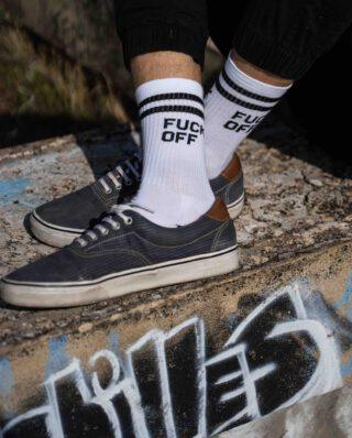 Bee Unusual “Fuck Off 2” Socks White AS-19412 - BEEUNUSUAL