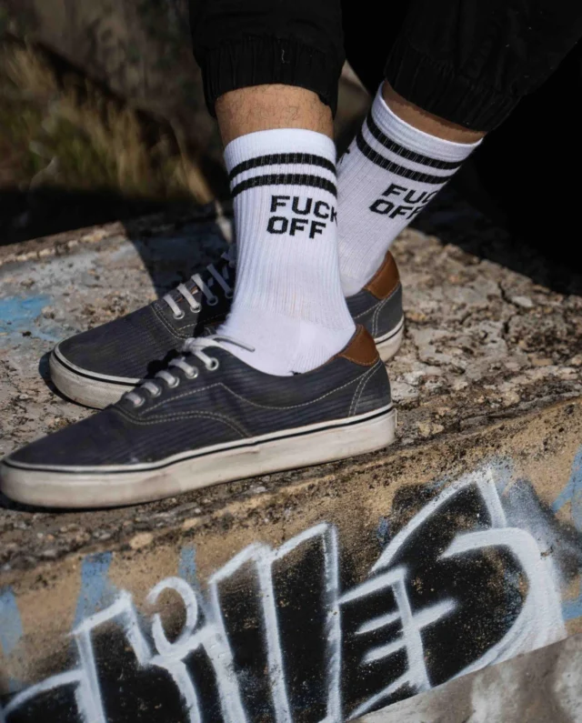 Bee Unusual “Fuck Off 2” Socks White AS-19412 - BEEUNUSUAL