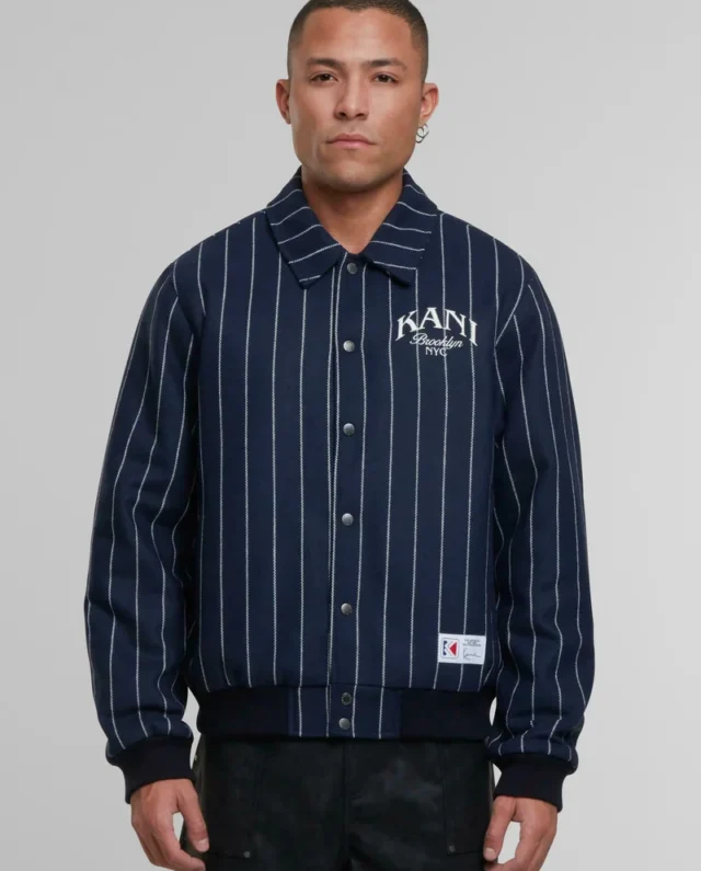 KARL KANI PINSTRIPES WOOL JACKET BLUE KM253-045-1