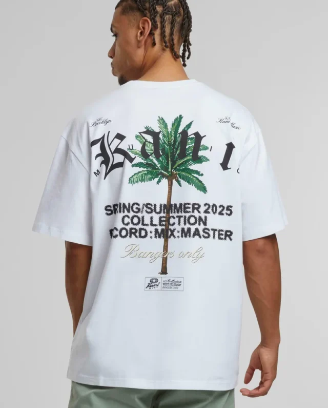 KARL KANI PALM PRINT T-SHIRT WHITE KM252-002-1 - KARL KANI