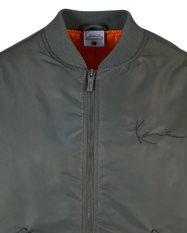 f913f5750d894fc1a37573021a28da3d Karl Kani Small Signature Distressed Bomber Jacket Anthracite KM243-042-2 - KARL KANI