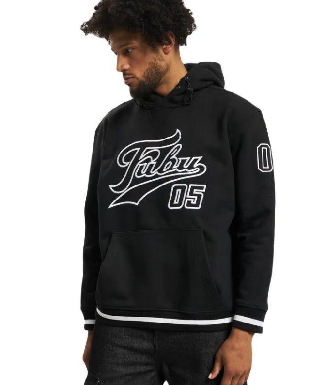 FUBU VARSITY HEAVY HOODIE BLACK/WHITE FM223-004-3