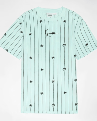 Karl Kani Signature Palm Pinstripe T-Shirt Junior Turquoise KC252-004-1 - KARL KANI