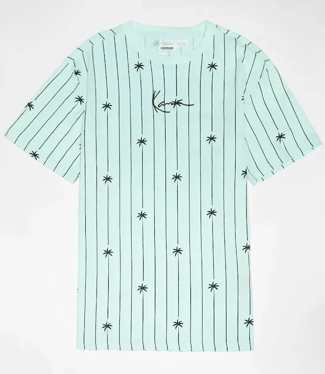 Karl Kani Signature Palm Pinstripe T-Shirt Junior Turquoise KC252-004-1 - KARL KANI