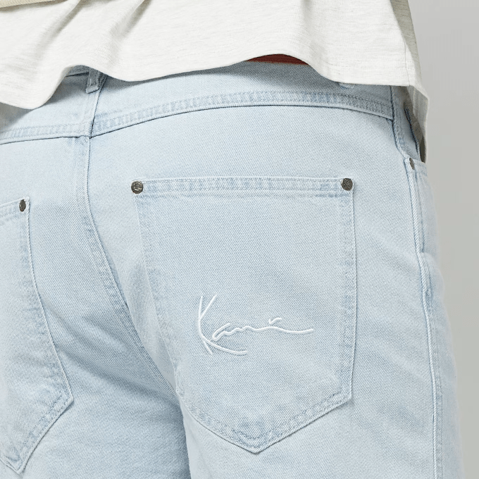 Karl Kani Small Signature Baggy Five Pocket Denim Bleached Blue Blue KMI-PL051-090-12 - Image 3