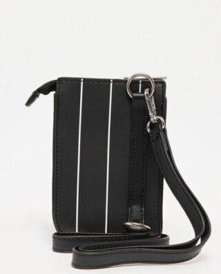KARL KANI OG PINSTRIPE FAKE LEATHER SMALL POUCH BLACK 15 x 10 x 4 cm - KARL KANI