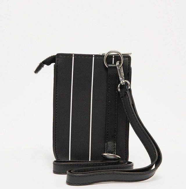 KARL KANI OG PINSTRIPE FAKE LEATHER SMALL POUCH BLACK 15 x 10 x 4 cm - KARL KANI