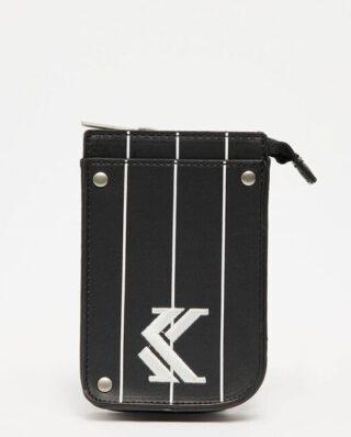 KARL KANI OG PINSTRIPE FAKE LEATHER SMALL POUCH BLACK 15 x 10 x 4 cm - KARL KANI