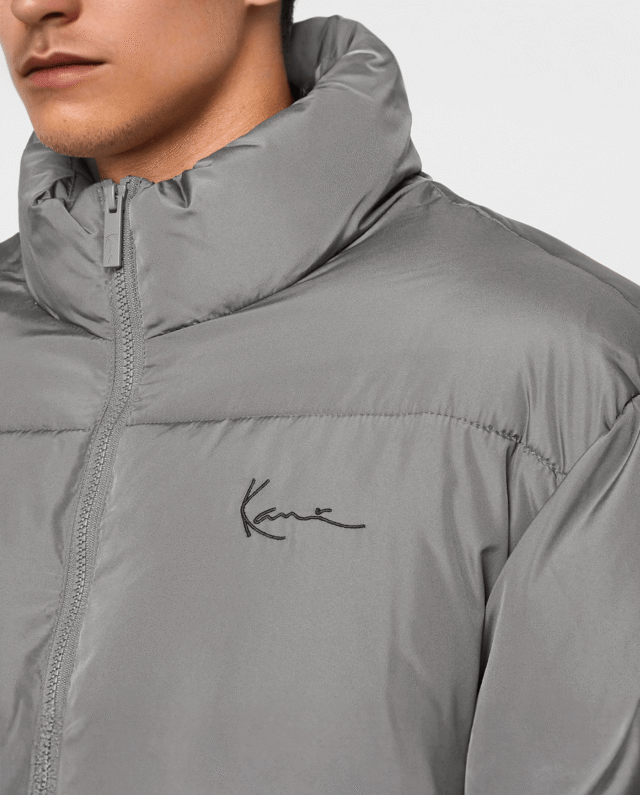 KARL KANI SMALL SIGNATURE EMBOSSED LOGO PUFFER GREY KM253-023-1 - KARL KANI