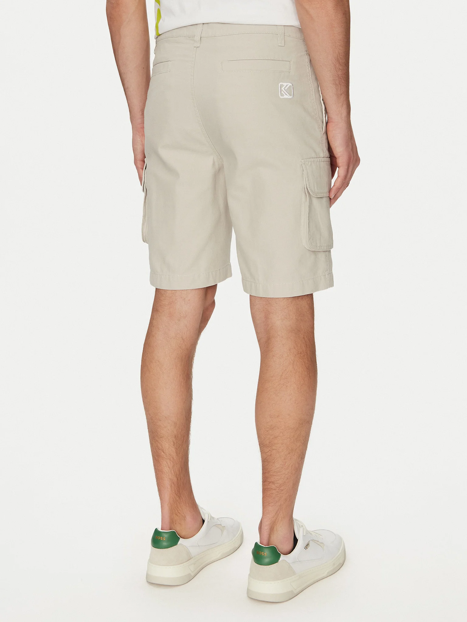 KARL KANI RETRO WASHED CARGO SHORTS OFF-WHITE BEIGE KM251-037-1 - Image 2