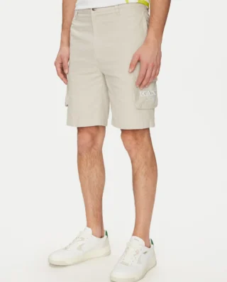 KARL KANI RETRO WASHED CARGO SHORTS OFF-WHITE BEIGE KM251-037-1