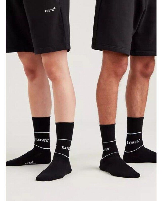 LEVIS SHORT CUT LOGO SPORT SOCKS 2-PACK BLACK 37157-0666 - LEVI'S