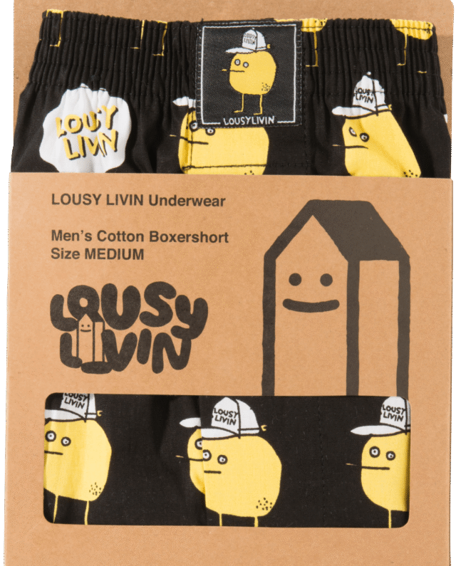 LOUSY LIVIN BOXERSHORT ZITRONE BLACK LUUWZIT - Lousy Livin