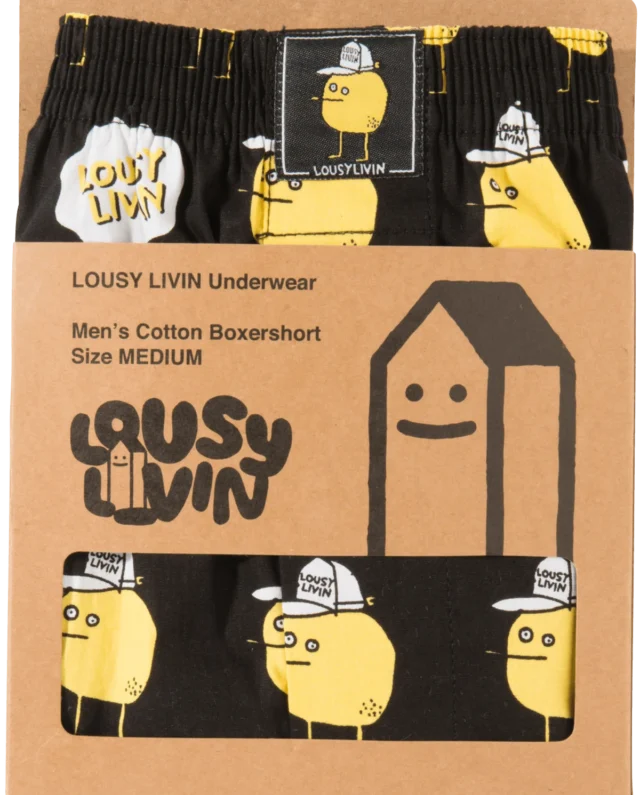 LOUSY LIVIN BOXERSHORT ZITRONE BLACK LUUWZIT - Lousy Livin